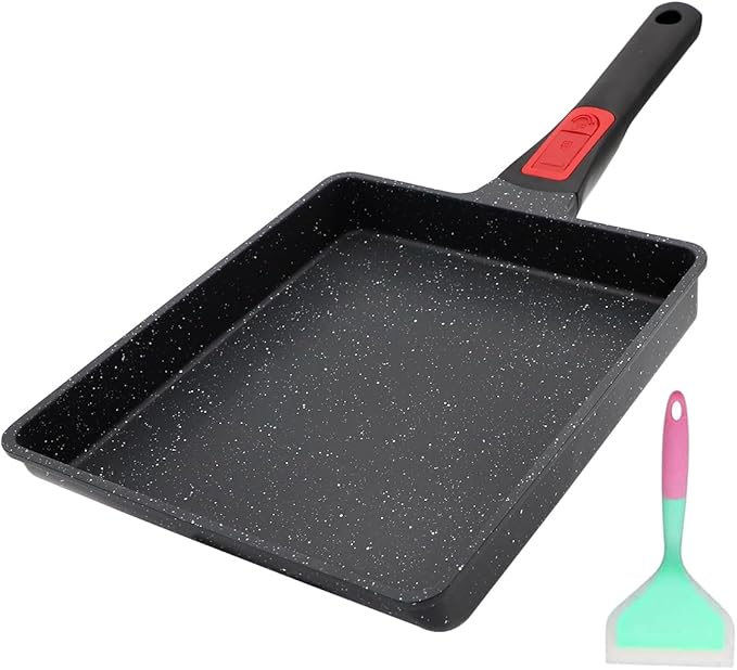 Nonstick Tamagoyaki Pan Large, Japanese Omelette Pan Nonstick, Japanese Square Egg Pan with Detachable Handle, PFAS & PFOA-Free, Oven Safe