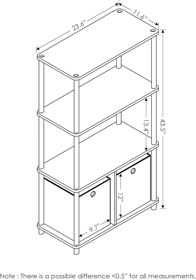 Furinno NW889DC/BK Go Green 4-Tier Multipurpose Storage Rack w/Bins, Dark Cherry/Black