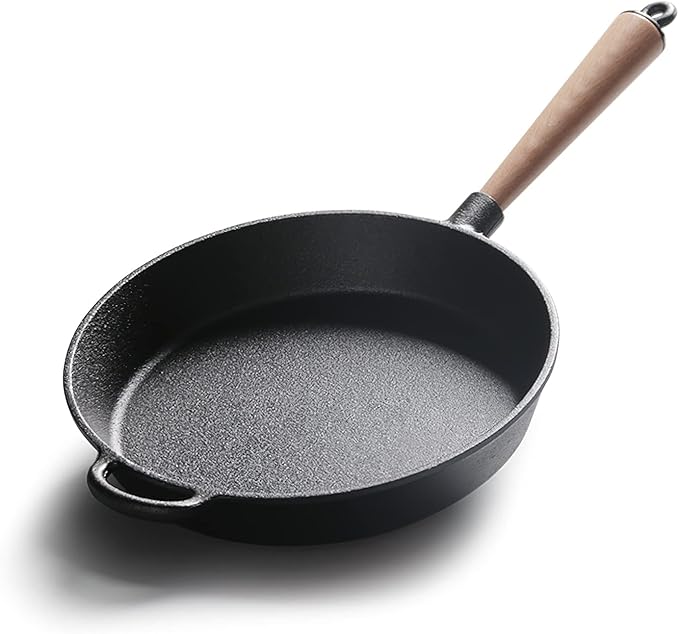 LI-GELISI Pre-Seasoned Cast Iron Round Griddle, 10.2 Inch, Non-Stick, Oven Safe