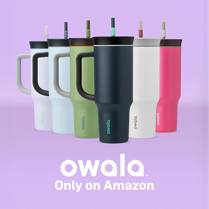 Owala Stainless Steel Triple Layer Insulated Travel Tumbler with Spill Resistant Lid, Straw, and Carry Handle, BPA Free, 40 oz, Gray (Iced Tea) (Pack of 6)