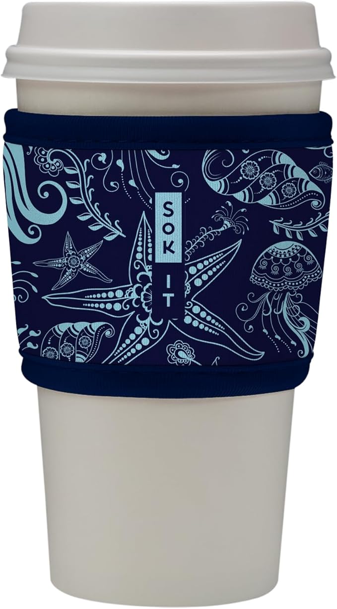 Sok It HotSok Coffee & Tea Reusable Insulated Neoprene Cup Sleeve (Ocean Oasis)