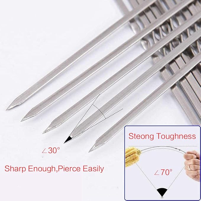 Metal Skewer for Grilling,Kabob Skewer,Flat BBQ Barbecue Skewer,Grilling Skewers Set,Reusable BBQ (15" skewers(16 pack))