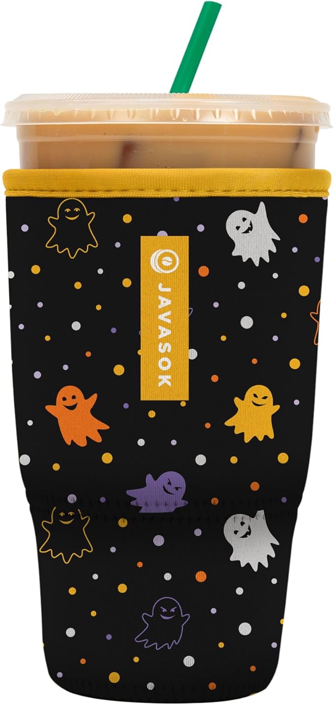 Sok It JavaSok Iced Coffee & Cold Soda Insulated Neoprene Cup Sleeve (Ghost Party, Large: 30-32oz)
