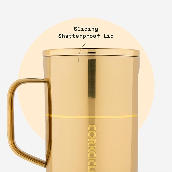 Corkcicle Classic Coffee Mug - Triple Insulated Stainless Steel for Travel - Shatter-Proof Lid - Keeps Drink Hot Over 3 Hours - Holiday Mug Gift - Great for Gifting Warmth - 16 oz - C-3PO