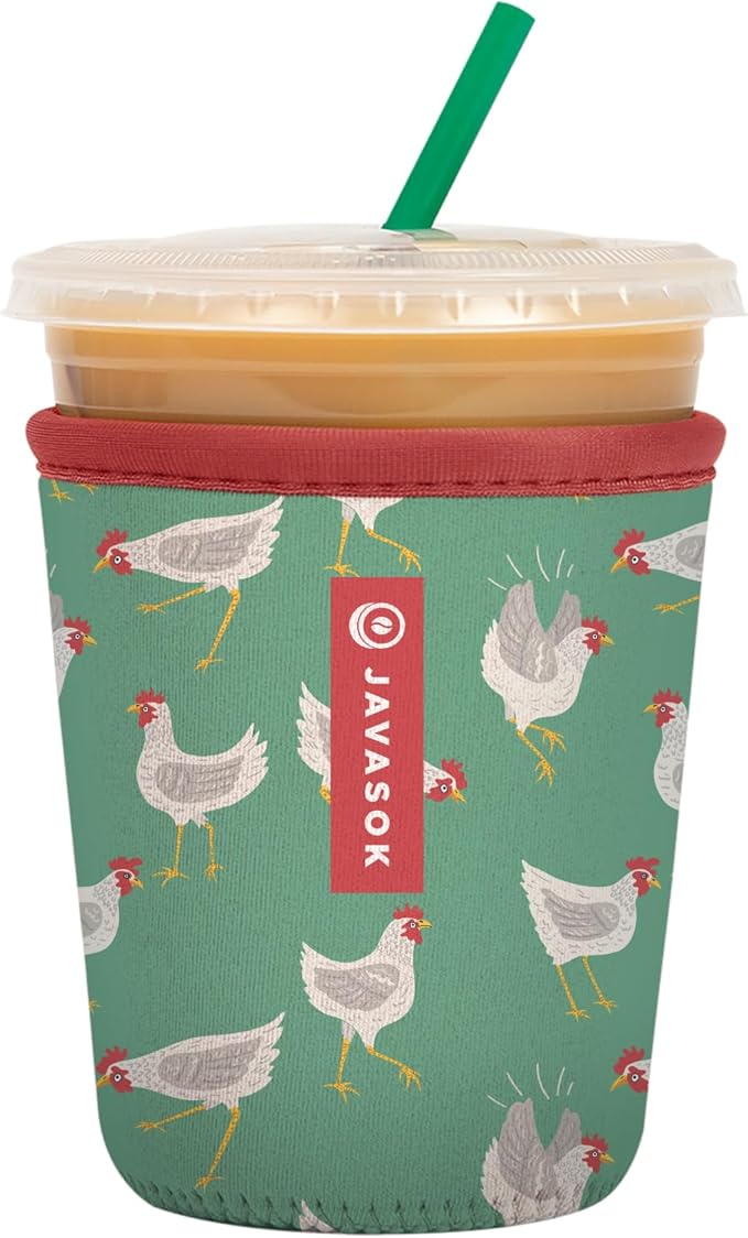 Sok It JavaSok Iced Coffee & Cold Soda Insulated Neoprene Cup Sleeve (Flew The Coop, Small: 16-20oz)