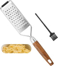 SHIKORI Stainless Steel Cheese Grater with Natural Wood Handle for Parmesan Cheese Lemon, Ginger, Cheese, Nutmeg, Potato, Chocolate and Garlic, With Protective Cover-Grinder
