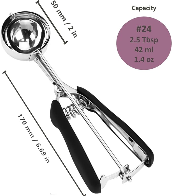 Ice Cream Scoop, 18/8 Stainless Steel Cookie Scoop, Cookie Scoops for Baking, 2.6 Tbsp/42ml/1.4 oz Cookie Dough Scoop, Ice Cream Scooper with Trigger Release, Cookie Scooper for Baking