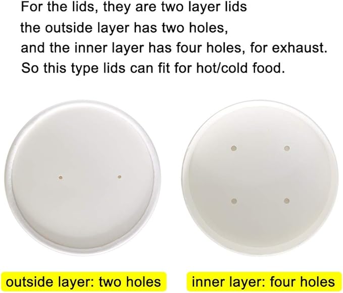 Paper Ice Cream Cups with Lids, Hot/Cold Soup Cups (White, 40, 12 oz)