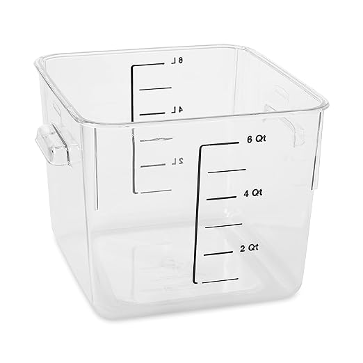 Rubbermaid Commercial Products Space Saving Square Food Storage Container 6 Quart Clear for Kitchen/Sous Vide/Meal Prep