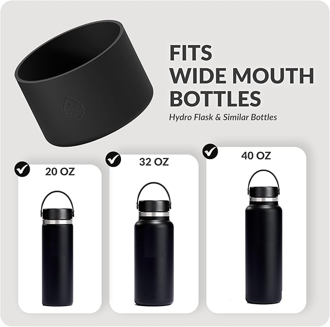 REUZBL Protective Silicone Bottle Boot for Owala FreeSip 40 oz, Hydro Flask 32-40 oz, Iron Flask, Takeya, Thermoflask, and Similar Wide Mouth Water Bottles, Protective Bottle Accessory
