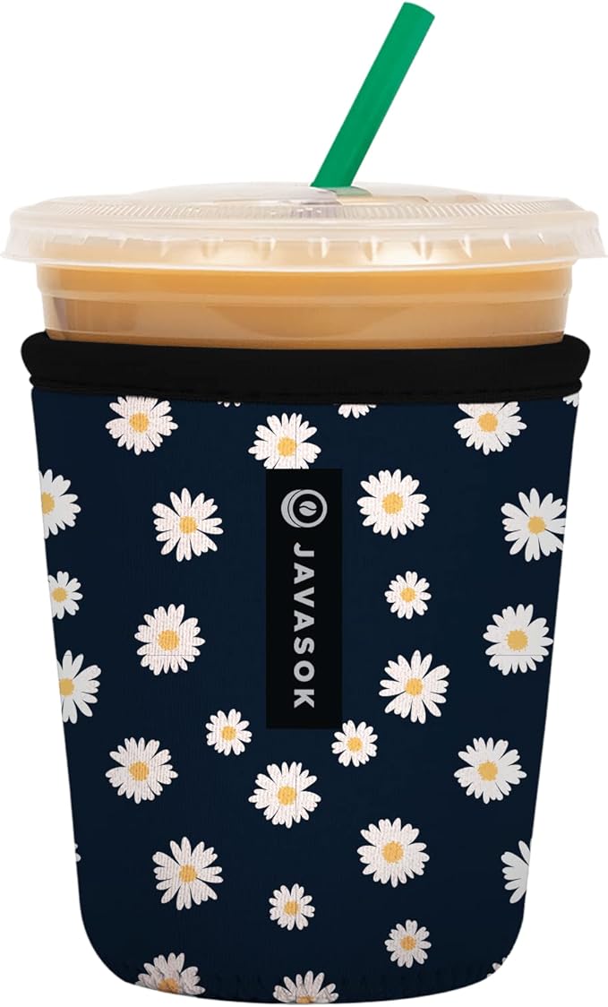 Sok It JavaSok Iced Coffee & Cold Soda Insulated Neoprene Cup Sleeve (Daisy Chain, Small: 16-20oz)