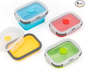 Collapsible Food Storage Containers with Airtight Lid, 11.8 oz, Small Kitchen Stacking Silicone Collapsible Meal Prep Container Set for Leftover, Microwave Freezer Dishwasher Safe, 4 Colors, Set of 4