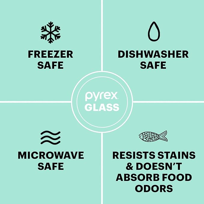 Pyrex Freshlock 10-Pack Mixed Sized Airtight Glass Food Storage Container Set, Non Toxic, BPA-Free Leakproof Locking Lids