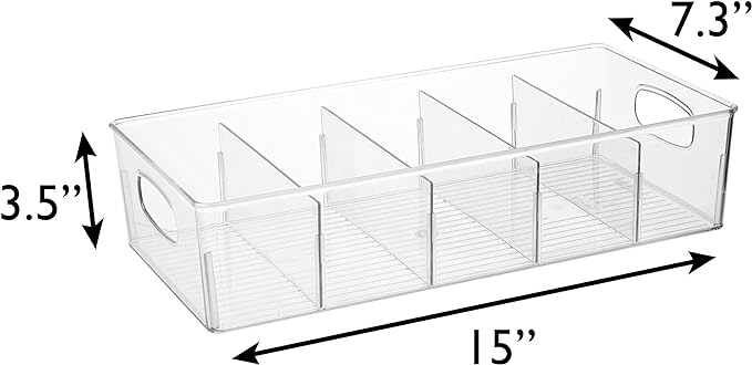 ClearSpace Plastic Pantry Organization and Storage Bins with Removable Dividers – Perfect Kitchen Organization or Kitchen Storage – Refrigerator Organizer Bins, Cabinet Organizers (4 Pack XL)