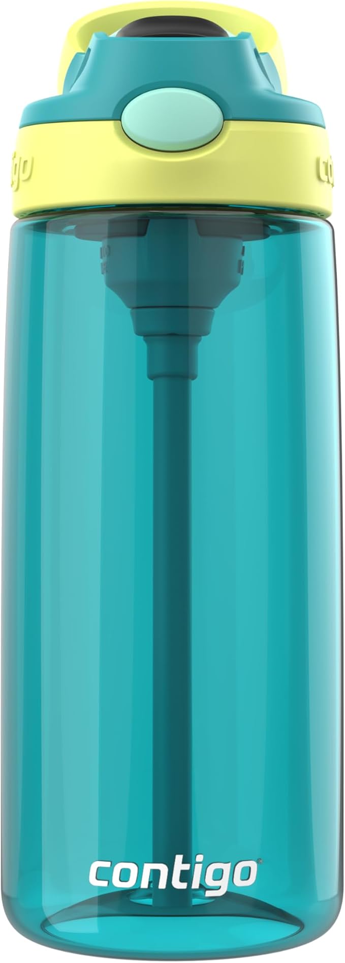 Contigo Aubrey Kids Water Bottle, 20oz, Juniper/Limelight, Spill-Proof Lid, Dishwasher Safe, BPA Free, Blue and Yellow