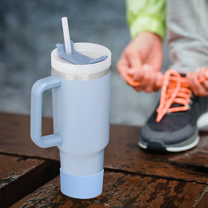 QIANHAI Silicone Boots for Sport Water Bottle Accessories - Fits Stanley Adventure Quencher Tumbler 40oz & IceFlow 20 30oz Hydro Flask YETI Rambler Simple Modern (MixS-1OrangeRed)