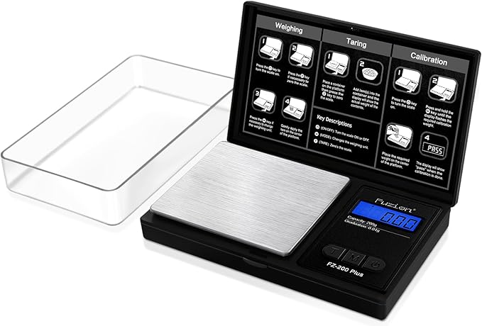 Fuzion Digital Pocket Gram Scale .01 Gram Accuracy, 200g Mini Gram Scale, Small Scale for Food, Jewelry, Herb, Spice, Coin - Weight Gram and Oz