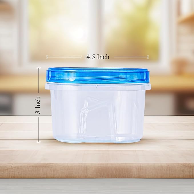 RFAQK Freezer Storage Containers with Lids-12 Plastic 32 oz Deli Containers with 12 Screw Lids-Freezer Containers for Soup with Twist Top Lids-Reusable Plastic Box for Lunch, Gym, Travel (24pcs-16oz)
