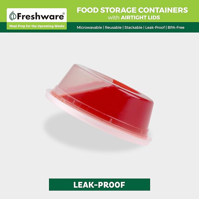 Freshware Food Storage Containers [50 Set] 8 oz Plastic Deli Containers with Lids, Slime, Soup, Meal Prep Containers | BPA Free | Stackable | Leakproof | Microwave/Dishwasher/Freezer Safe