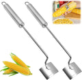 Stainless Steel Corn Peeler, Corn Cob Stripper, Long Handle Stainless Steel Corn Stripping Tool, Corn on the Cob Remover, Easy Clean Corn Cob Peeler for Home Kitchen and Outdoor Dining (2pc)