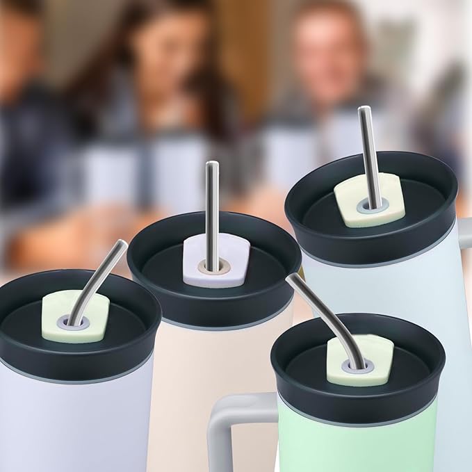 Stainless Steel Straws for Owala Insulated Bottle 40oz Tumbler 6x Metal Replacement Straws with Cleaning Brush for Owala 40oz (Stainless Steel, 3x Straight & 3x Bent)