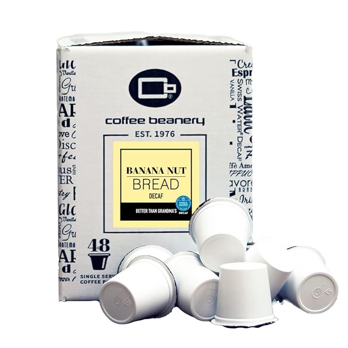 Banana Nut Bread Decaf Coffee Pods by Coffee Beanery | 192ct Bulk Medium Roast Arbica Coffee