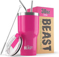 Beast 30 oz Tumbler Stainless Steel Vacuum Insulated Coffee Ice Cup Double Wall Travel Flask (Cupcake Pink)