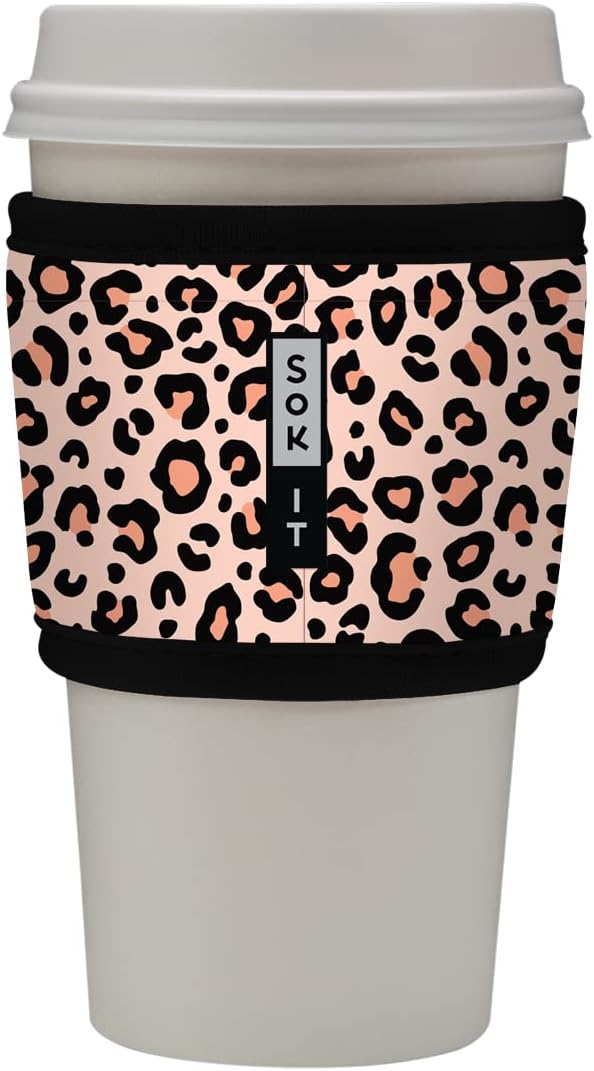 Sok It HotSok Coffee & Tea Reusable Insulated Neoprene Cup Sleeve (Pink Leopard)
