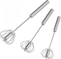 3 PCS Stainless Steel Semi-Automatic Whisk, Hand Push Rotary Whisk Blender, Versatile Milk Frother for Blending, Whisking, Stirring (11+12+13 Inch)