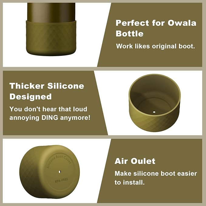 2PCS Silicone Water Bottle Boot for Owala 24oz, Protective Bottom Bumper Anti-Slip Sleeve for FreeSip, Twist, and Flip Stainless Steel Bottles, Dishwasher Safe and BPA Free