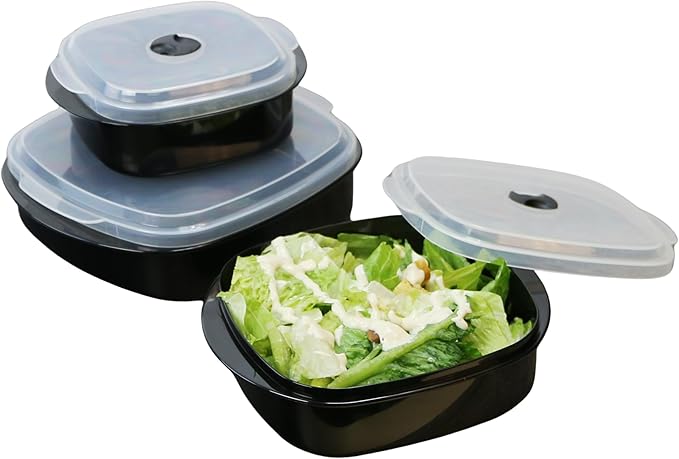 Calypso Basics by Reston Lloyd 6-Piece Microwave Cookware, Steamer and Storage Set, Black