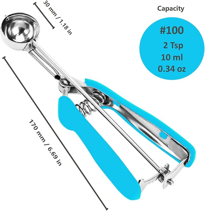 Cookie Scoop, 18/8 Stainless Steel Cookie Scooper, Cookie Scoops for Baking, 2 Tsp/10ml/ 2/3 Tbsp Cookie Dough Scoop, Ice Cream Scooper with Trigger Release, Cookie Scooper for Baking