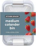 Kitchen Spaces Colander Bin, Produce Saver, Fridge Organizer With Lid, Wash, Strain and Store, Great for Refrigerator, Freezer and Pantry, Medium, White, Pack of 1