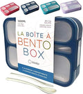 Bento Lunch Box Kids, Leakproof Lunch Containers for Boys Girls Adults with 6 Compartments - School, Daycare, Meal Planning Portion Control Container, BPA-Free Boxes, Utensils, Navy Blue