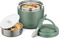 Soup Thermos for Hot Food Insulated Food Jar 32oz, Vacuum Insulated Stainless Steel Lunch Container - Wide Mouth Thermo for Soup & Food, Insulated lunch box Leakproof Bento Box with Spoon (Green)