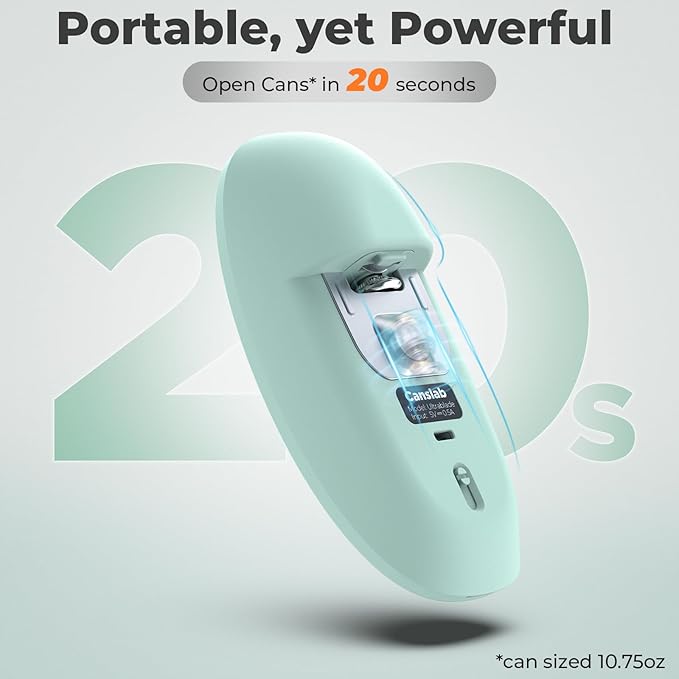 Canslab Ultrablde SE - USB Rechargeable Electric Can Opener for Kitchen for Seniors with Arthritis- Cordless Battery Powered Automatic, Side Cut, Smooth Edge, Handsfree, for Small or Large Cans, Teal
