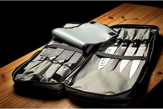 EVERPRIDE Chef Knife Bag Holds 20 Knives PLUS Large Zippered Compartment for Kitchen Tools – Durable, Large Knife Bag for Chefs – Knives Not Included