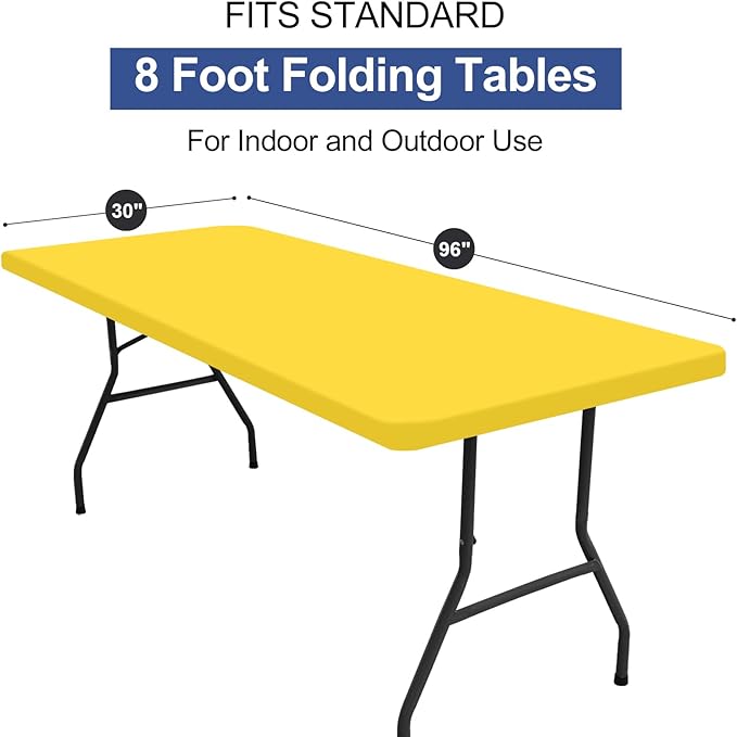 homing Rectangle Table Cloth Cover, Waterproof Polyester Elastic Fitted Tablecloth, Fits for 8 Foot Folding Tables, Washable Table Protector for Picnic, Camping, Outdoor (Yellow, 30" x 96")