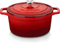 vancasso 6 QT Enameled Cast Iron Dutch Oven with Lid, Dual Handles for Bread Baking, Heavy-duty Round Dutch Oven, Non Stick Coating, All Heat Source, Red