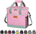Iknoe Large Cooler Bag Collapsible 24 Can Insulated Bags Leakproof Lunch Cooler Tote with Multi-Pockets for Adult Insulated Thermal Bag for Beach, Picnic, Office Work(Pink)