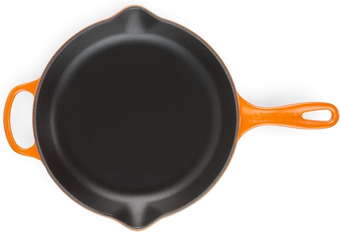 Le Creuset Enameled Cast Iron Signature Iron Handle Skillet, 10.25", Flame