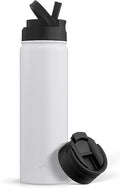 JoyJolt Triple Insulated Water Bottle with Straw Lid AND Flip Lid! 22oz Water Bottle, 12 Hour Hot/Cold Vacuum Insulated Stainless Steel Water Bottle. BPA-Free Leakproof Water Bottles - Thermos Bottle