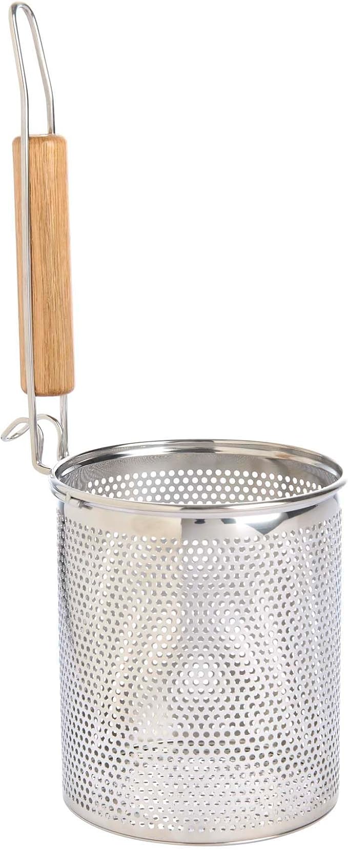 Helen’s Asian Kitchen Deluxe Spider Strainer | Heavy-Duty Stainless Steel Basket with Sustainable Wood Handle for Deep Frying and Large Batch Cooking