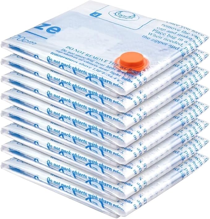 Vacuum Storage Bags 8 Large(31.49"x23.62"), Plastic Packaging Bags,Space Saver Sealer Bags, Airtight Compression Bags for Clothes, Pillows, Comforters, Blankets, Bedding