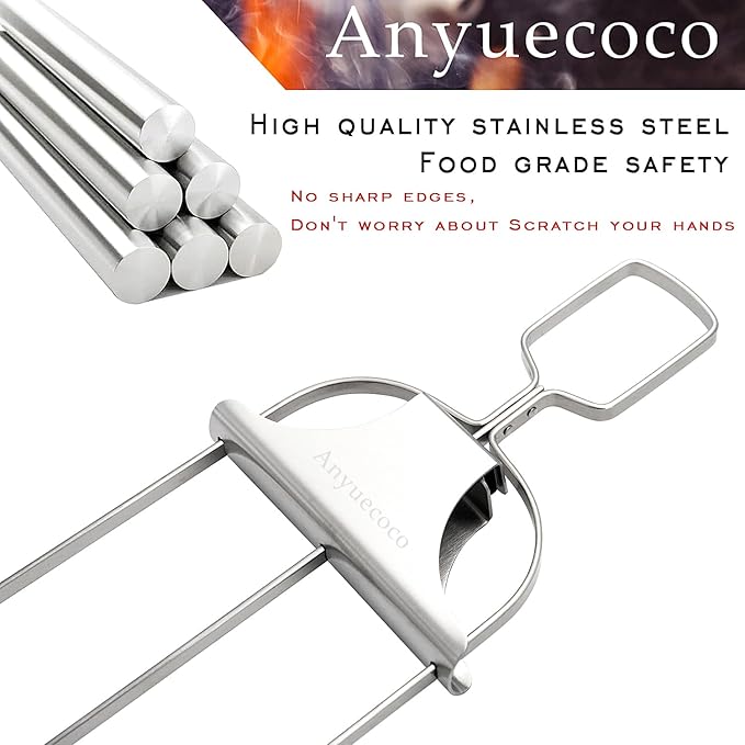 Skewers for kabobs,2 PCS 14-Inch 3 Way Kabob Skewers for Grilling,Stainless Steel Skewer,With Push Bar Reusable Metal Skewer,Kabob Sticks,Perfect For Meat,Chicken,Sausages,Veggies,shrimp