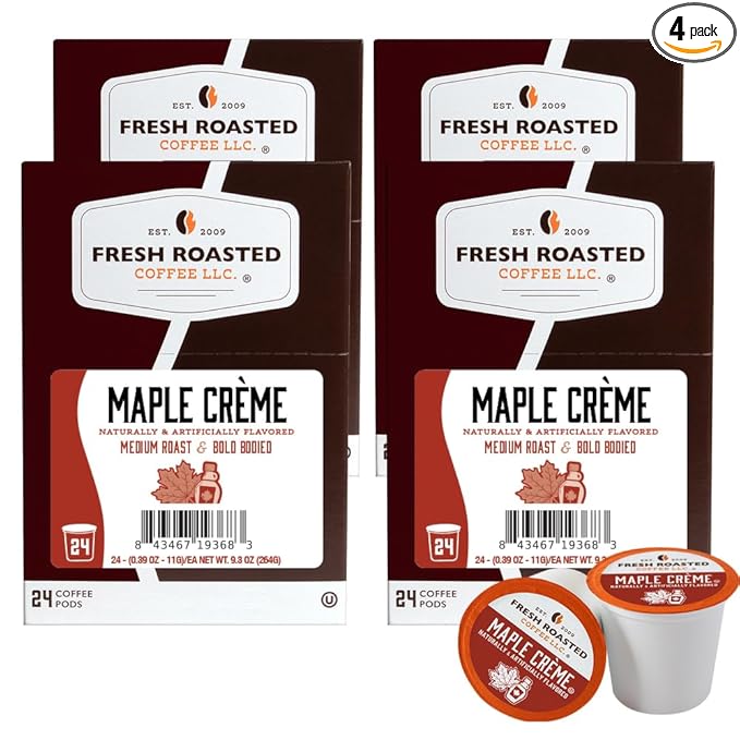 Fresh Roasted Coffee, Maple Crème, Flavored Coffee Pods, 96 Count