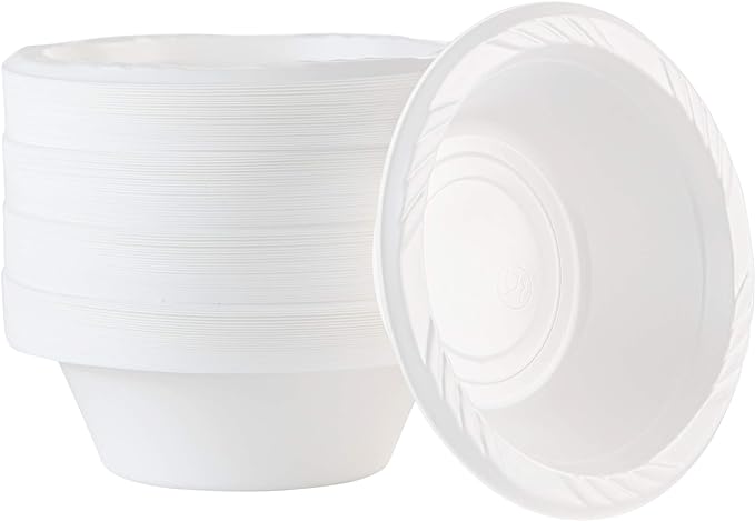 PLASTICPRO 100 Count Disposable 5 ounce White Plastic Dessert Bowls