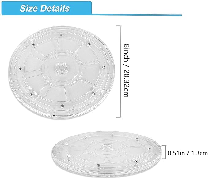 TamBee 8 inch Lazy Susan Turntable Organizer White Acrylic for Spice Rack, Cake, TV, Laptop, Crafts, Kitchen, Cabinet, Pantry Decorating