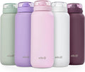 Ello Cooper 22oz Stainless Steel Water Bottle with Straw and Carry Handle, Double Walled and Vacuum Insulated Metal, Leak Proof Locking Lid with Soft Silicone Spout, Reusable, BPA Free, Cashmere Pink