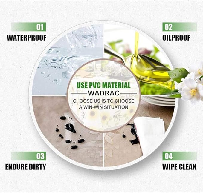 Wadrac Multisize Clear Plastic Dining Table Protector PVC Tablelcloth DeskPad Wooden Furniture Coffee Glass End Side TableCloth TableTop Protection Countertop Cover Waterproof Rectangular Vinyl 20x60